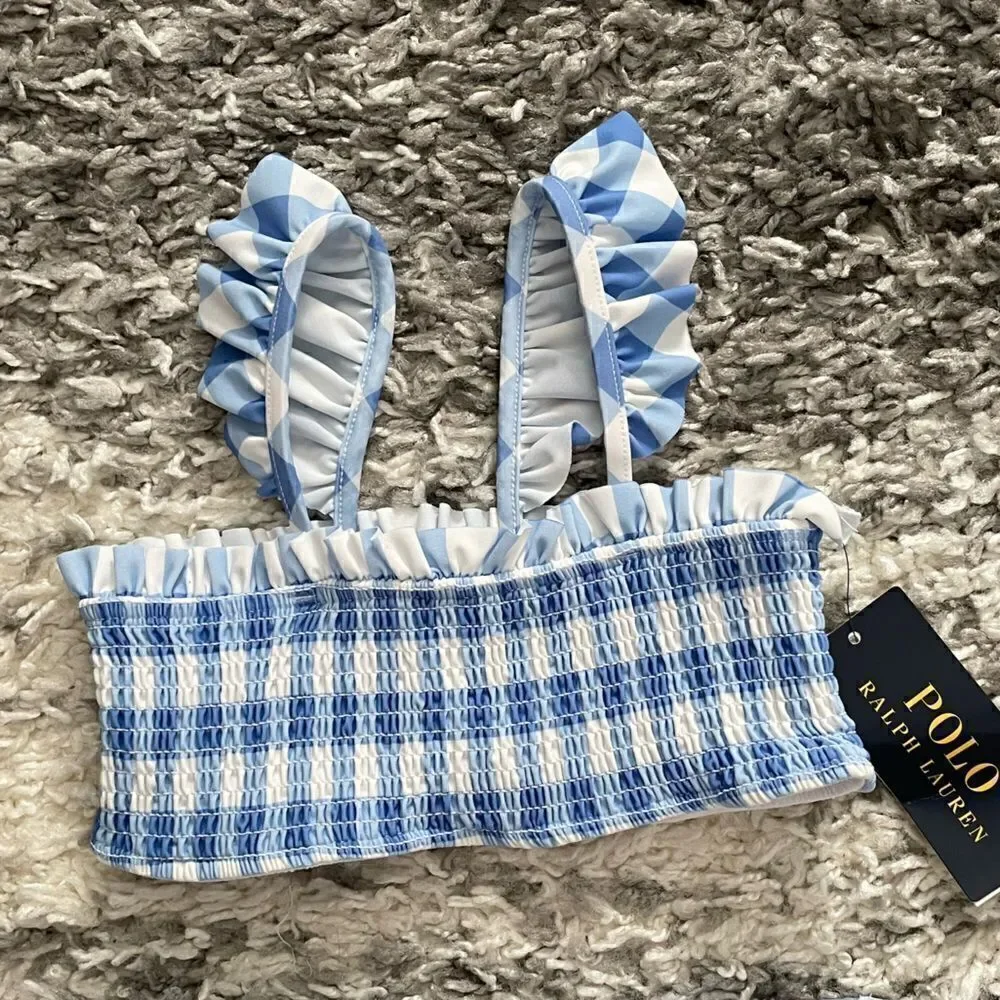NWT Polo Ralph Lauren Kids Gingham Two-Piece Swimsuit